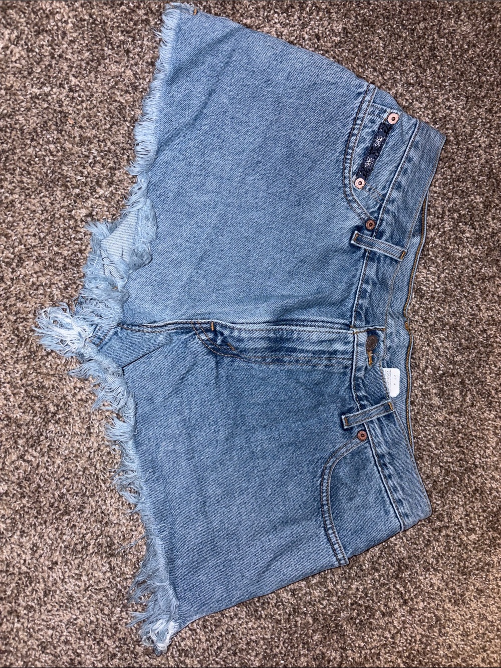 Levi's Light Blue Frayed Hem Denim Shorts